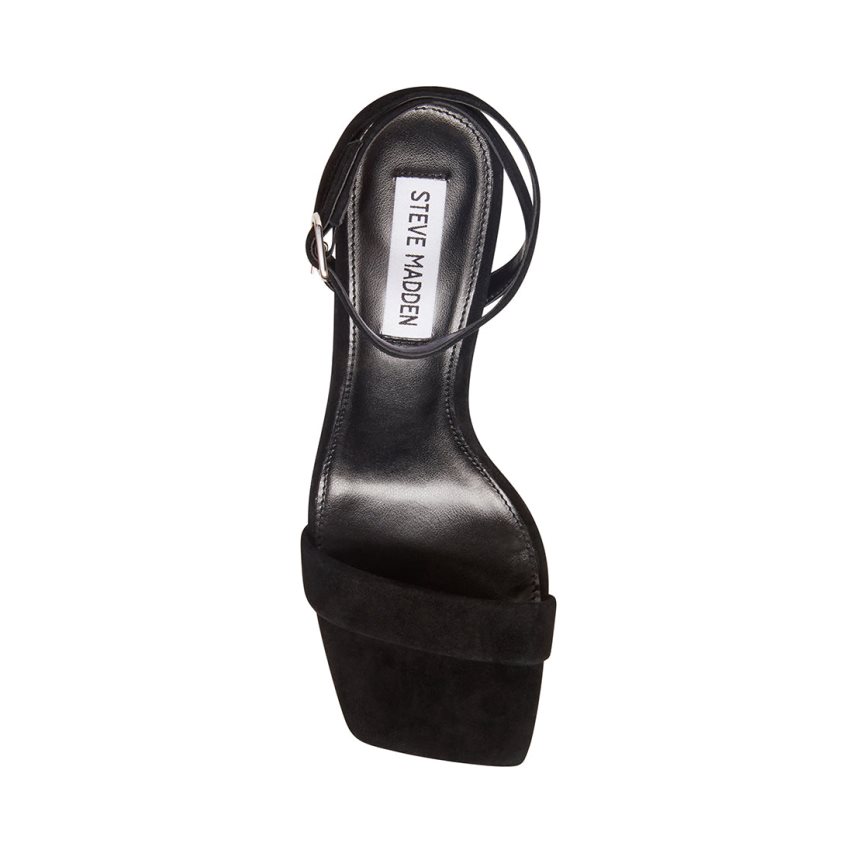 Sandalias Tacones Steve Madden Luxe Gamuza Mujer Negras | ES QW01E8